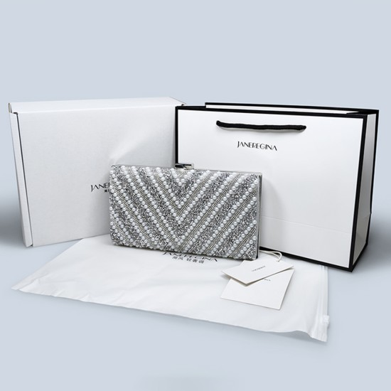 Thin silver bag womens rhinestone pearl dinner clutch - Memoo.com